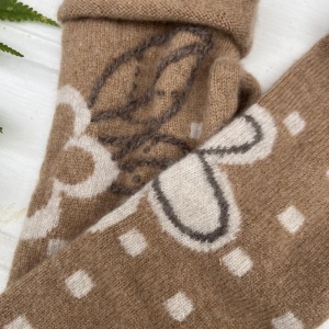 Cashmere Fingerless Gloves - Embroided Flowers